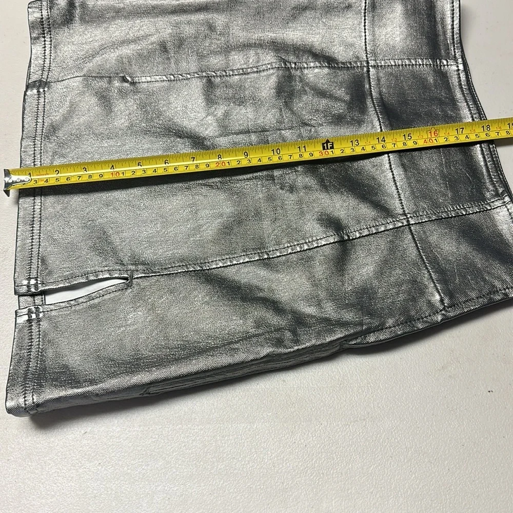 Free People Silver Denim Skirt